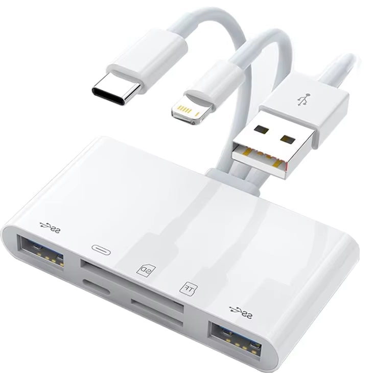 4 in 1 OTG Card Reader Type C to SD TF Memory Card Adapter for Iphone PC Laptop Multi Smart Card Reader No APP Requires