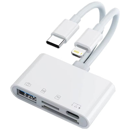 4 in 1 OTG Card Reader Type C to SD TF Memory Card Adapter for Iphone PC Laptop Multi Smart Card Reader No APP Requires